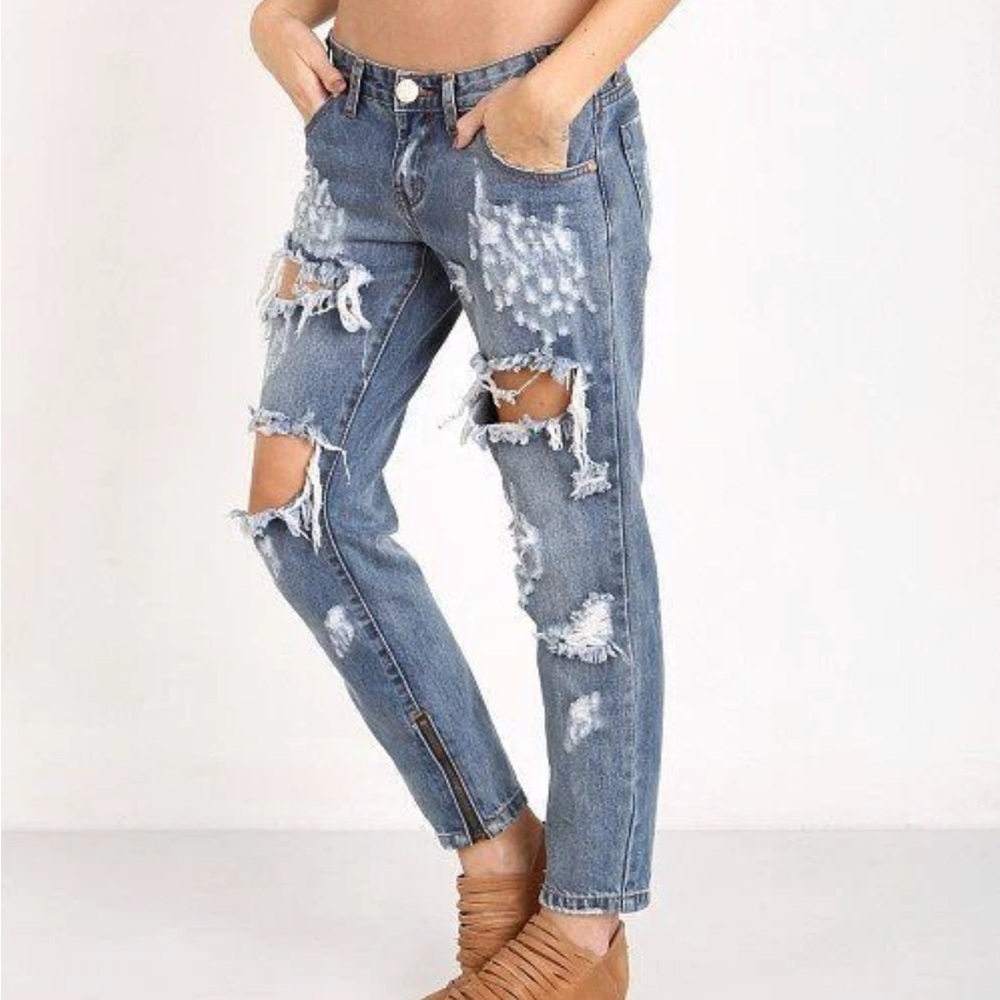 ONE TEASPOON Trashed Ford Free Birds Freebirds Jeans Size 39 distressed denim